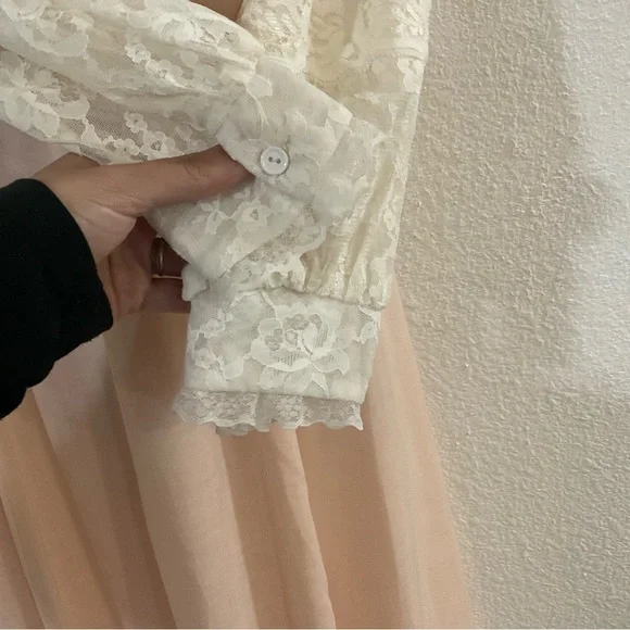 RARE Vintage Gunne Sax Full Skirt Boho Long Lace Up Corset Ruffled Maxi Dress - Picture 9 of 14